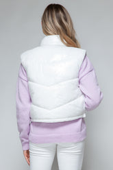 Zip Up Turtleneck Shiny Quilted Vest Snobbish
